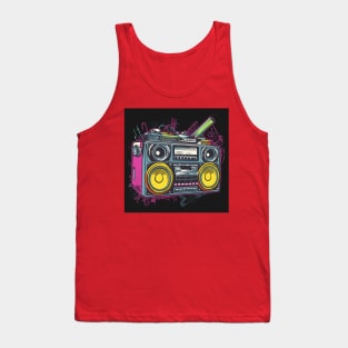 Ghetto Blaster Boom Box 80s Hip-Hop Stereo Tank Top